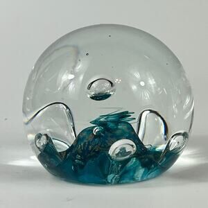Sea Dance Art Glass Paperweight Signed CHIPPED Mouthblown Hand Blown Handmade